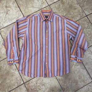 Robert Talbott Dress Shirt Striped Made In Romania Large